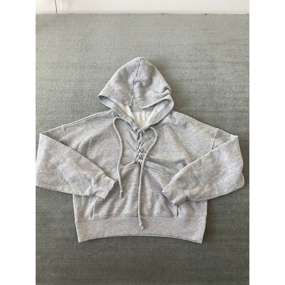 Free People FP Movement Hoodie Cropped  Women S Gray Casual‎ Athleisure Pockets